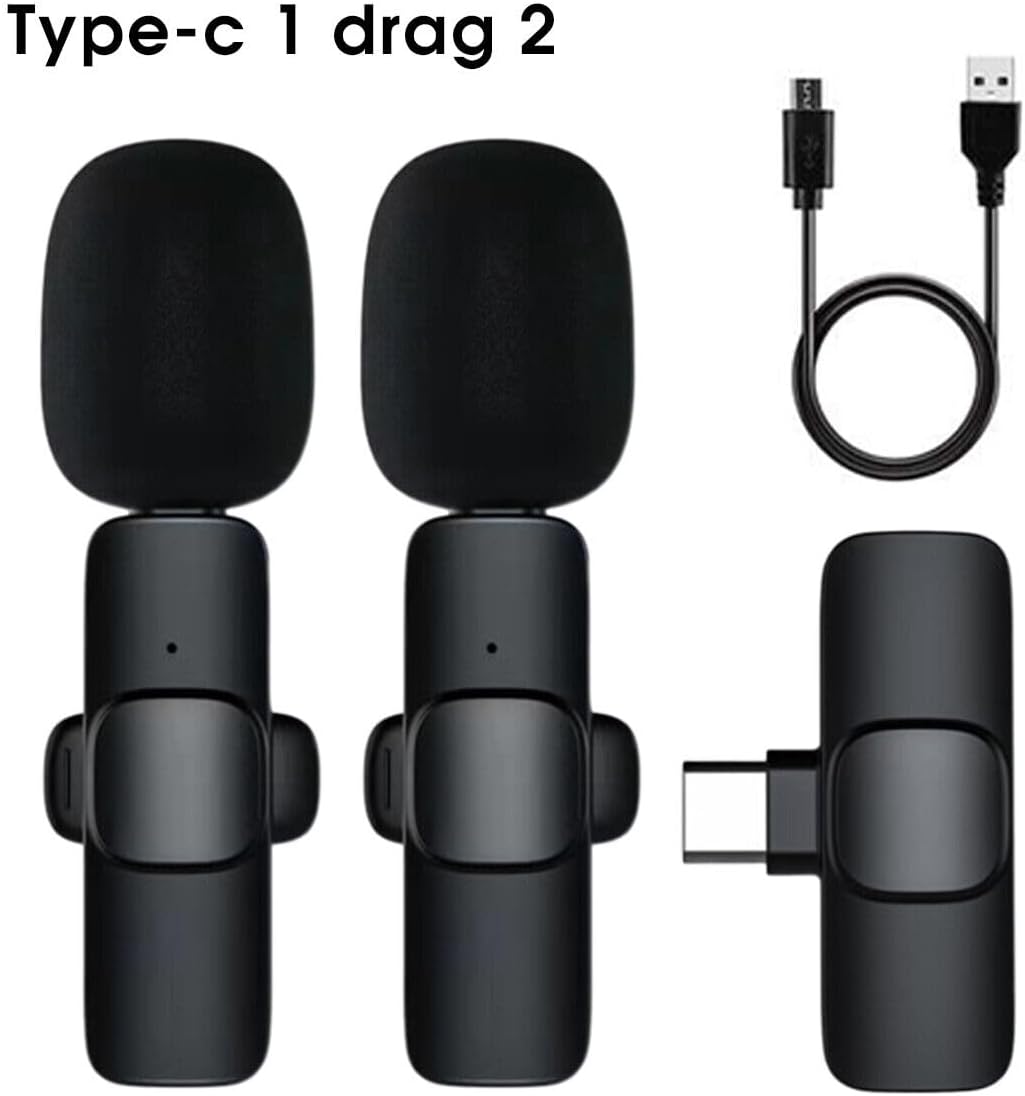 ميكروفون لافالير لاسلكي مزدوج K9 | ميكروفون USB-C بتوصيل وتشغيل مع مزامنة تلقائية وتقليل الضوضاء