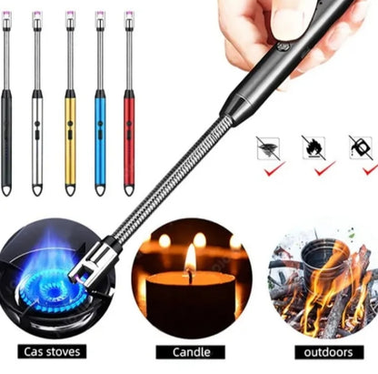 ولاعة قوسية عديمة اللهب قابلة لإعادة الشحن عبر USB، مرنة ومقاومة للرياح للشموع والتنزه والتخييم والمطبخ والمواقد