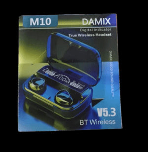 سماعات أذن لاسلكية بلوتوث M10 Damix V 5.3 مع شاشة LED وتحكم باللمس وعمر بطارية طويل