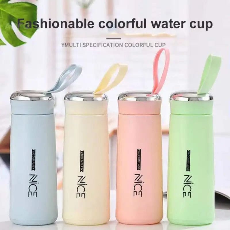 Nice Bottle | 400ml Mini Flask Glass Water Bottle with Vacuum Insulation | Temperature Resistant | Random Colors