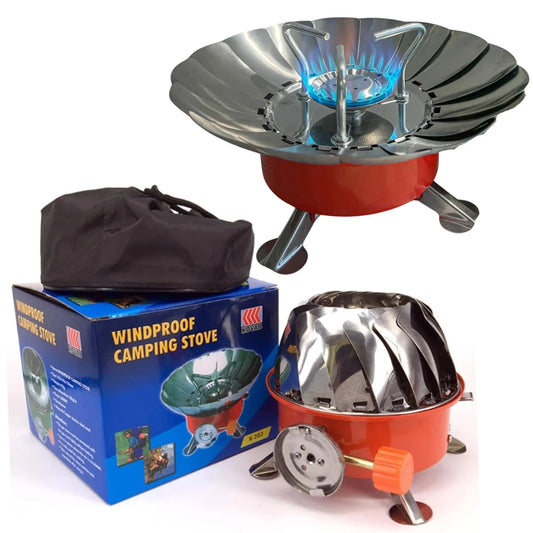 Portable Windproof Camping Stove (Without Gas Bottle) | Stainless Steel Outdoor Stove