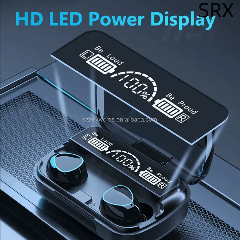 M10 Damix V 5.3 Bluetooth Wireless Earbuds with LED Display, Touch Control, and Long Battery Life