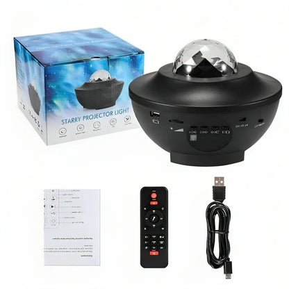 جهاز عرض ضوئي جالاكسي ستار بتأثير الكون ومكبر صوت ليد