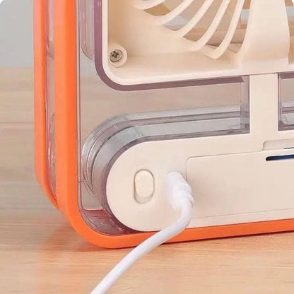 مروحة مبرّد هواء USB محمولة - 3 سرعات، رش رذاذ، قابلة لإعادة الشحن | لون عشوائي