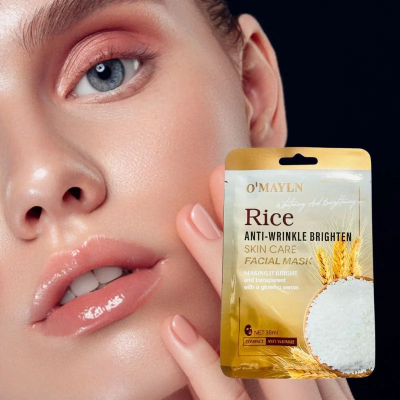 Pack of 2 | O’Mayln Rice Facial Mask | Anti-Wrinkle, Brightening & Hydrating Sheet Mask