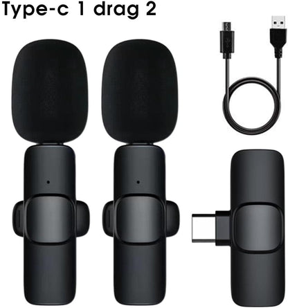 ميكروفون لافالير لاسلكي مزدوج K9 | ميكروفون USB-C بتوصيل وتشغيل مع مزامنة تلقائية وتقليل الضوضاء