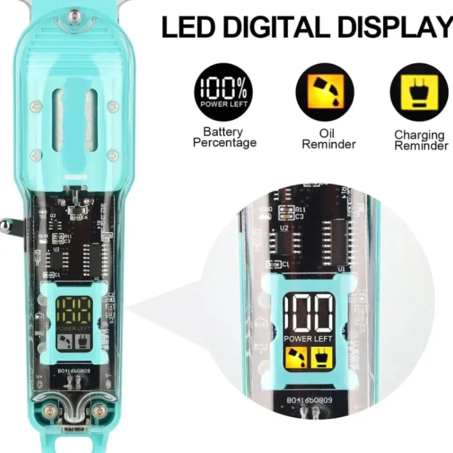 Daling Transparent LCD Electric Hair Trimmer | USB Rechargeable | Professional Grooming | FR-D-8268