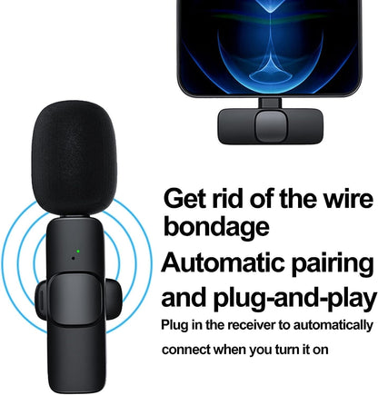 ميكروفون لافالير لاسلكي مزدوج K9 | ميكروفون USB-C بتوصيل وتشغيل مع مزامنة تلقائية وتقليل الضوضاء