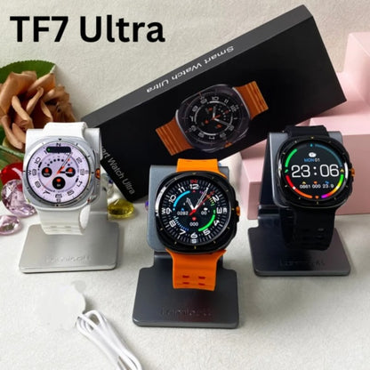 الساعة الذكية TF7 Ultra | جسم معدني، شاشة AMOLED، مكالمات بلوتوث، متتبع اللياقة والصحة