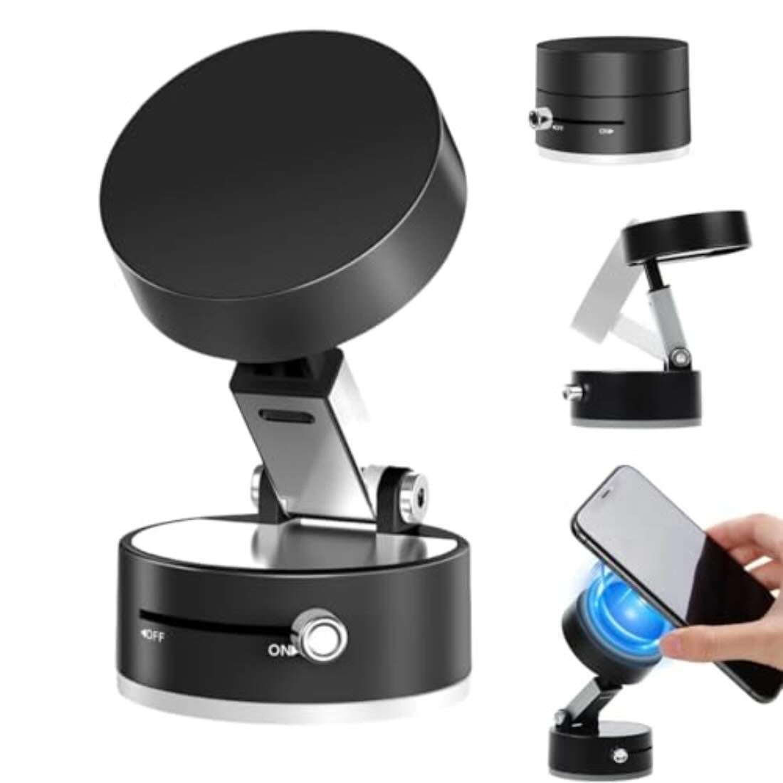 Magnetic Wireless Phone Holder with Foldable Suction Grip for Secure Mounting