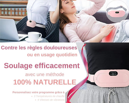 ضمادة تسخين رقمية وفوطة تدليك كهربائية للدورة الشهرية | 3 مستويات حرارة، 4 أنماط تدليك – راحة سريعة لتقلصات الدورة الشهرية
