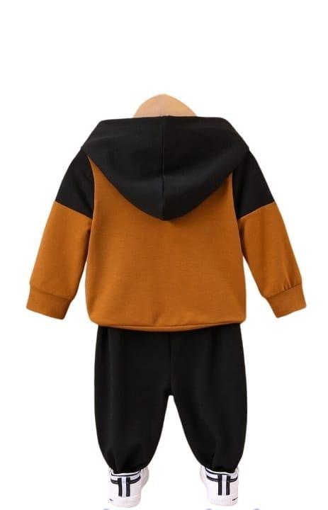 2 Pcs Boy's Fleece Printed Hoodie Tracksuit
