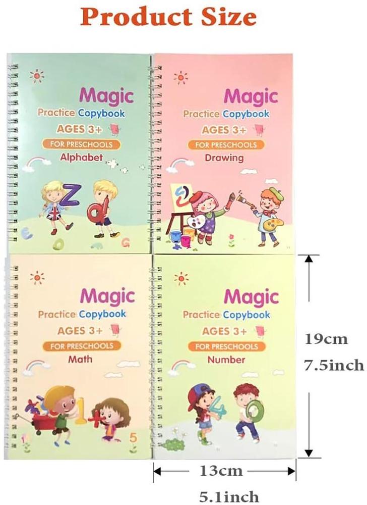Magic Practice Copybook Set for Kids Learning Letters Numbers