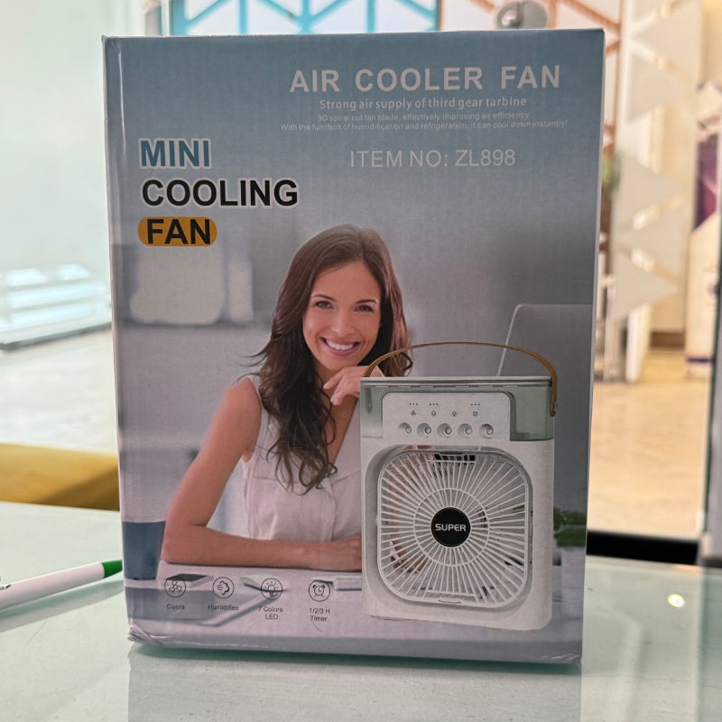 10 Inches | Large Size Portable Air Conditioner Fan | Usb Electric Fan With Led Night Light, Fine Mist Water, And Humidifier Function | Led Night Light Water Mist | Random Color