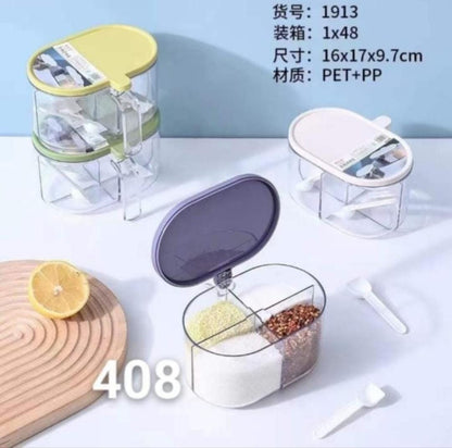 4 Compartments Spice Box | Masala Box for Kitchen | Plastic Spice Container | Leak Proof & Reusable for Nuts, Grain And Spices, Kitchen Organizers