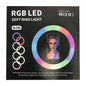 حلقة إضاءة LED MJ36 RGB مقاس 36 سم مع 16 لونًا، وتحكم في السطوع وحامل هاتف