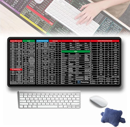 لوحة ماوس ولوحة مكتب كبيرة باختصارات برنامج إكسل مقاس 30×80 سم | سجادة طاولة مكتبية موسعة غير قابلة للانزلاق للعمل والدراسة والألعاب