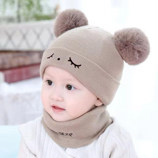 2 Pcs Wool Textured Beanie And Neck Warmer